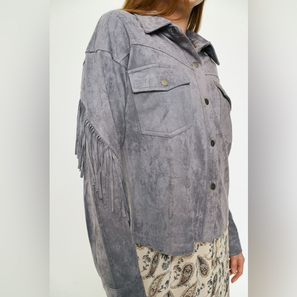 Fringe Back Faux Suede Jacket from Mystree NWT Large - Picture 10 of 11